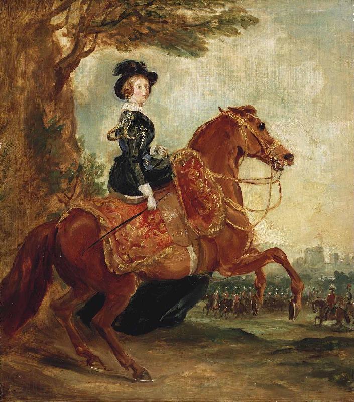 Francis Grant Portrait of Queen Victoria on horseback Norge oil painting art